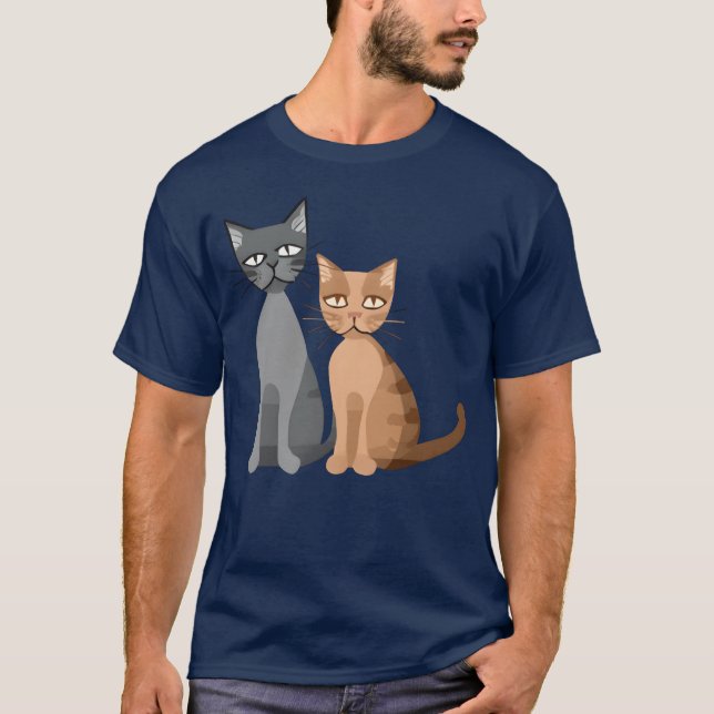 Camiseta Dois gatos engraçados (Frente)