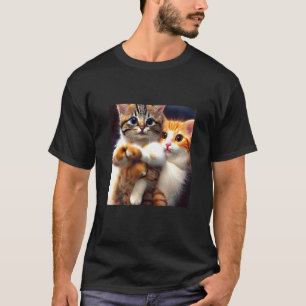 Camiseta Dois Gatos Muito Felizes Arte de Gatinho Fofo e Di