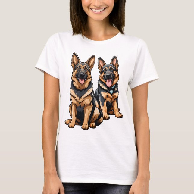 Camiseta Dois German shepherd (Frente)