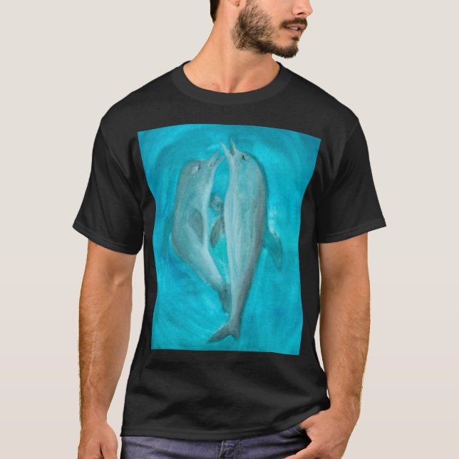 Camiseta Dois golfinhos jogando selvagens e livres no ocean (Frente)