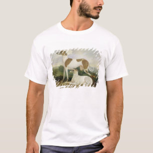 Camiseta Dois Greyhounds em uma paisagem (óleo na canvas)