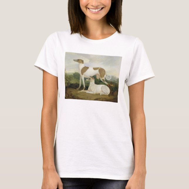 Camiseta Dois Greyhounds em uma paisagem (óleo na canvas) (Frente)