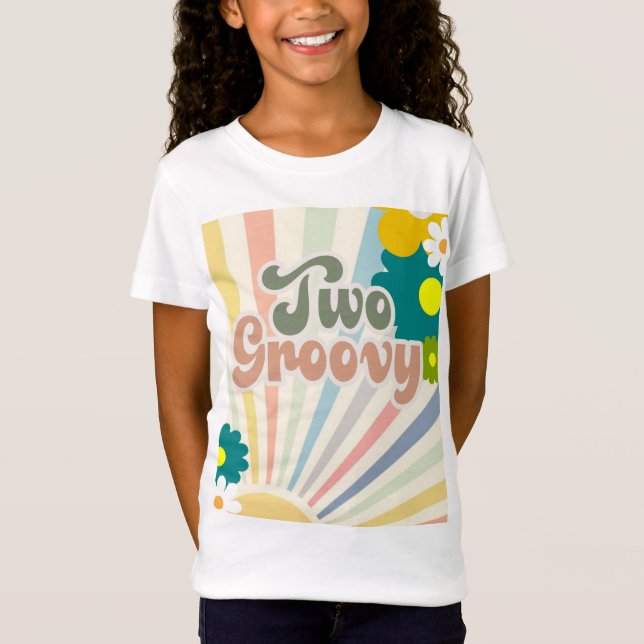 CAMISETA DOIS GROOVY, 2º ANIVERSÁRIO, SOL, ARCO-ÍRIS (Frente)