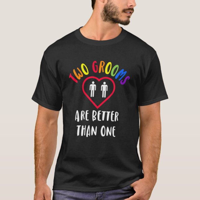 Camiseta Dois grupos são melhores que um Gay LGBT envolvido (Frente)