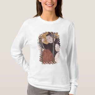Camiseta Dois homens e mulher atrás do toldo, tela do