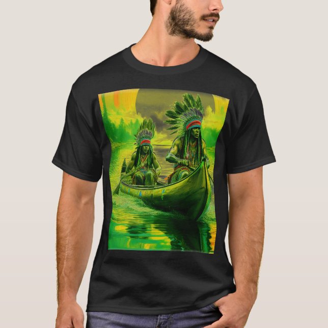 Camiseta Dois índios Estão Removendo No Lago (Frente)