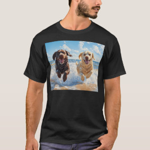 Camiseta Dois Labrador Retrievers na Praia