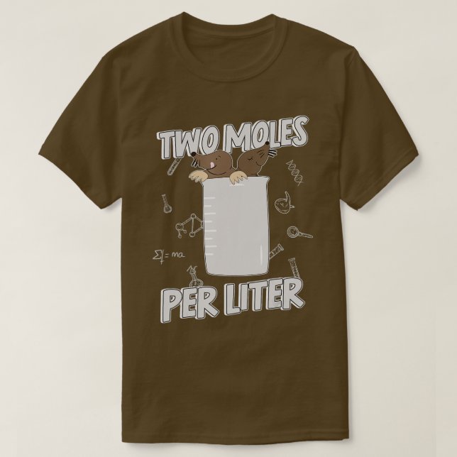 Camiseta Dois Moles por Litro de Ciência Química (Frente do Design)