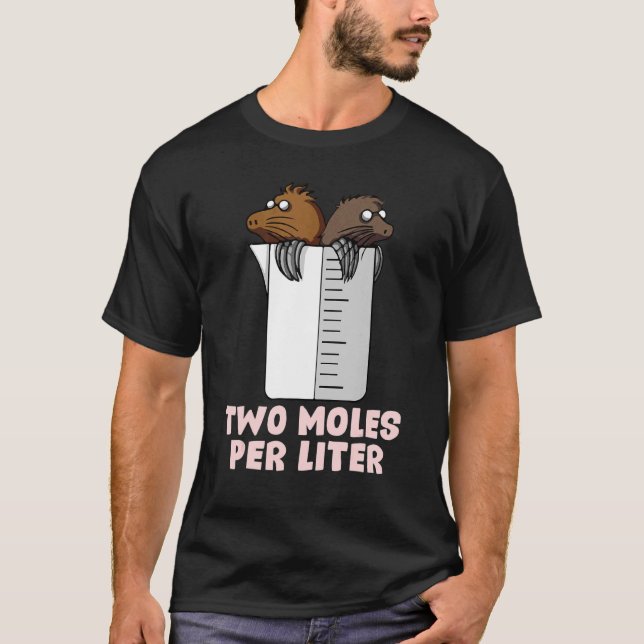 Camiseta Dois Moles por Litro de Ciência Química (Frente)