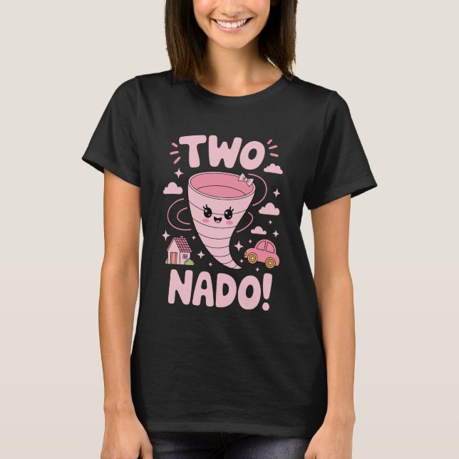 Camiseta Dois Nado - Garota segundo aniversário Bonita Torn (Frente)