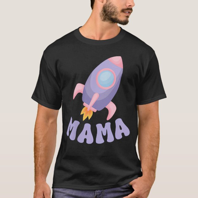 Camiseta Dois Para a Lua Mamãe da Menina do Aniversário Ast (Frente)