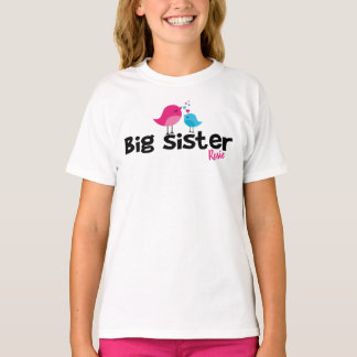 Camiseta Dois passarinhos, irmã mais velha, irmão mais novo