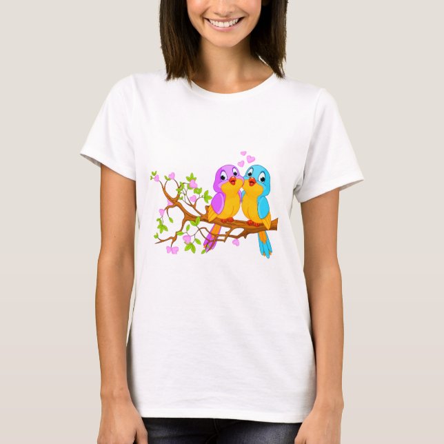 Camiseta Dois Pássaros Adoram em Árvore (Frente)