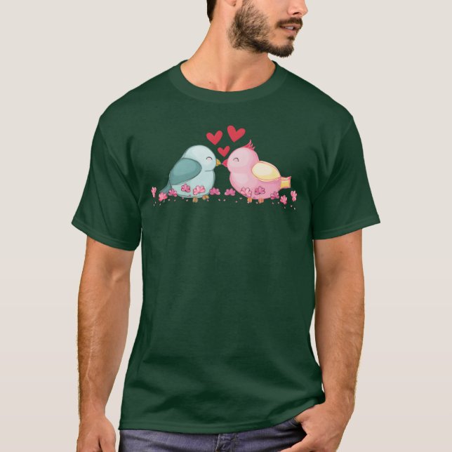Camiseta dois pássaros beijando a família (Frente)