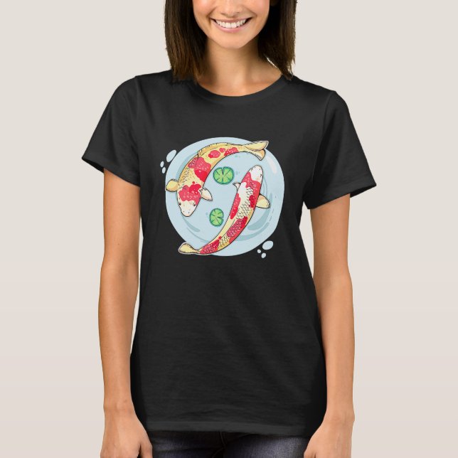 Camiseta Dois peixes japoneses a nadar (Frente)