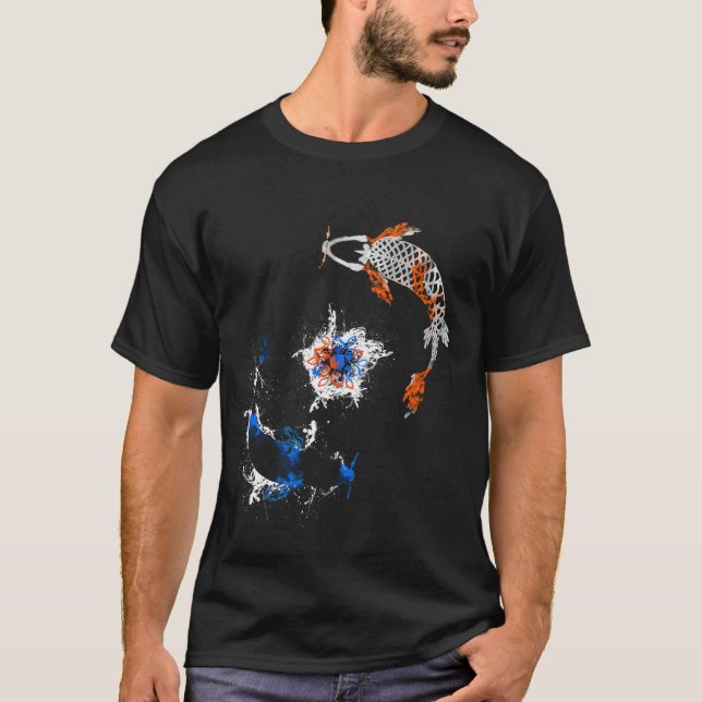 Camiseta Dois peixes Koi e uma flor (Frente)