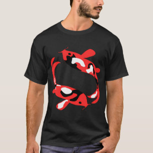 Camiseta Dois peixes koi laranja, branco e preto, nadando
