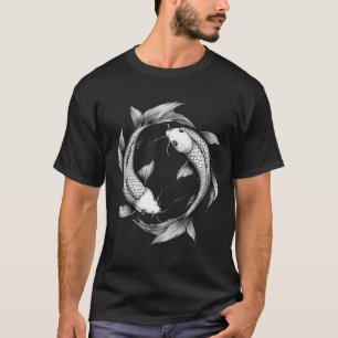 Camiseta Dois Peixes Koi Nadando em Formação Yin Yang