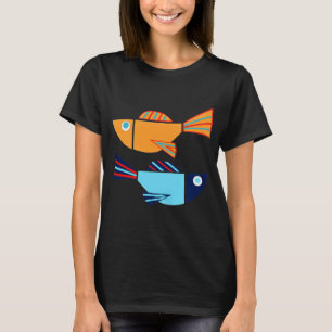Camiseta DOIS PEIXES Peixe Amarelo Peixe Azul Recortados à