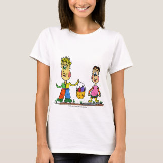Camiseta Dois personagens de desenho animados com cesto de 