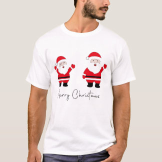 Camiseta Dois personagens de Papai Noel em pé