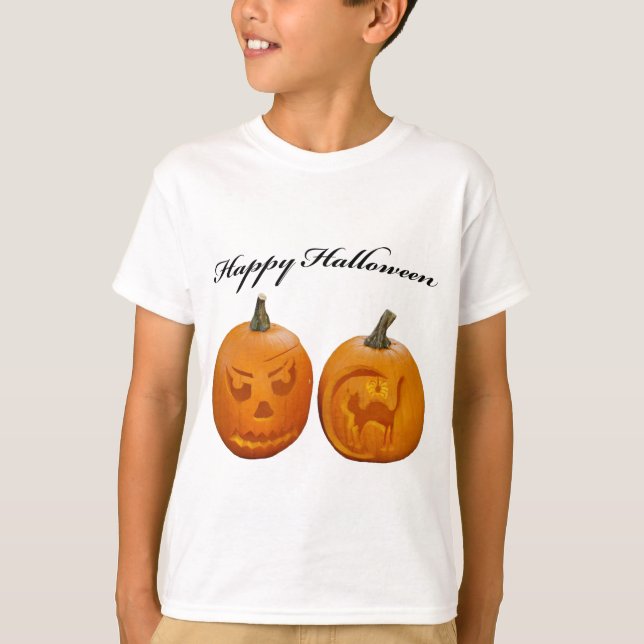 Camiseta Dois Pumpkins Happy Hallwoentre T-Shirt (Frente)
