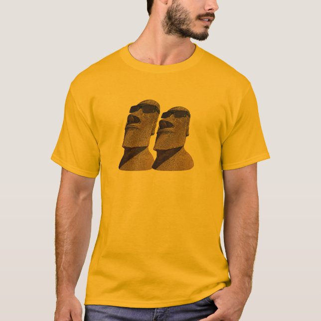 Camiseta Dois quadril Moai - roupa leve (Frente)