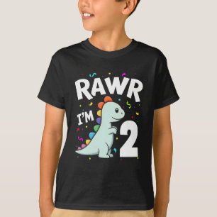 Camiseta Dois Rawr, tenho 2 anos, segundo de Dinossauro T-R