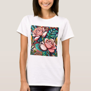 Camiseta Dois Rosas: Um arranjo Floral Padrão