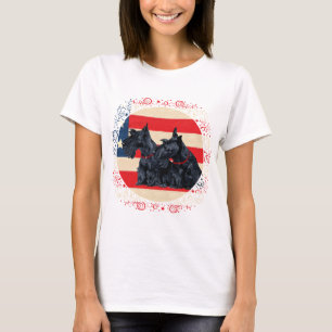 Camiseta Dois Scottish Terriers Patrióticos