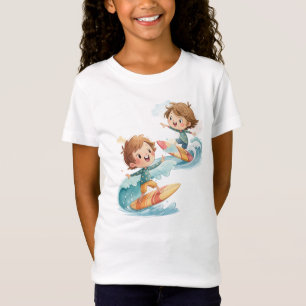 Camiseta Dois surfistas estão surfando no mar