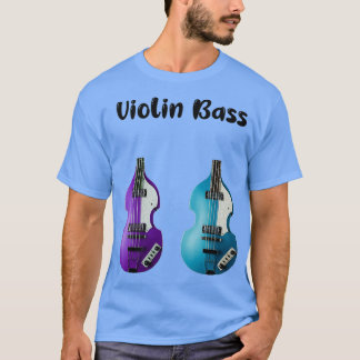 Camiseta Dois Tons Musicais De Violino De Hofner Azul E Rox