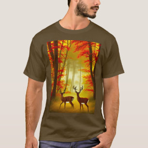 Camiseta Dois veados em uma Floresta de outono / Florestas