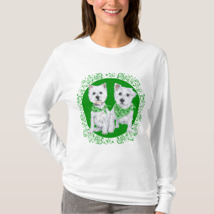 Camiseta Dois Westies Sentados no Dia de São Patrício