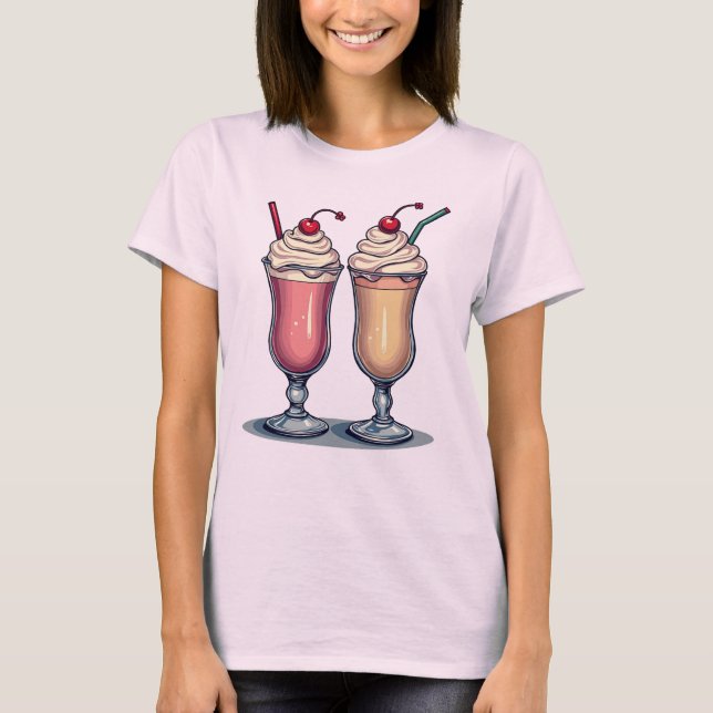 Camiseta Dois Yummy Milkshakes T-Shirt Gráfico de Mulheres (Frente)