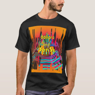 Camiseta Dólar Arco-íris $ E $en$e Diversão Preta Masculina