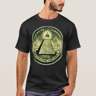 Camiseta Dólar, símbolo ocular, pirâmide masônica triang