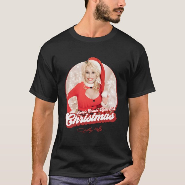 Camiseta Dolly Parton Está Chegando Em Casa No Natal (Frente)