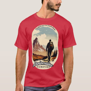 Camiseta Dolomites caminhando buscam paz em cada passo
