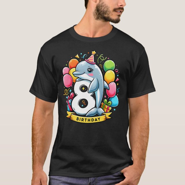 Camiseta Dolphin 8th birthday boy girl 8 years old eight Do (Frente)