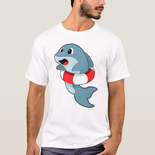 Camiseta Dolphin at Swimming with Swim ring (Frente)