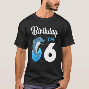 Camiseta Dolphin Birthday, 6 anos Meninos Meninos Raparigas