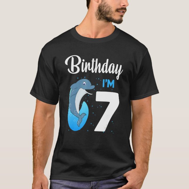 Camiseta Dolphin Birthday, 7 anos Meninos Meninos Meninos D (Frente)
