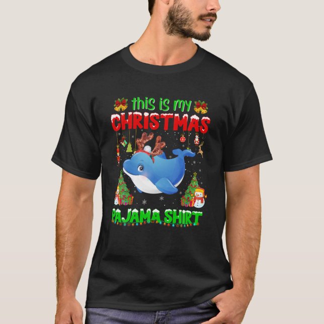 Camiseta Dolphin Christmas Ugly Sweater Tree Light (Frente)