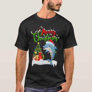 Camiseta Dolphin Fish Engraçado Lover Xmas Iluminando Golfi