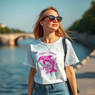 Camiseta Dolphin Flippin' Fabuloso rosa havaiano