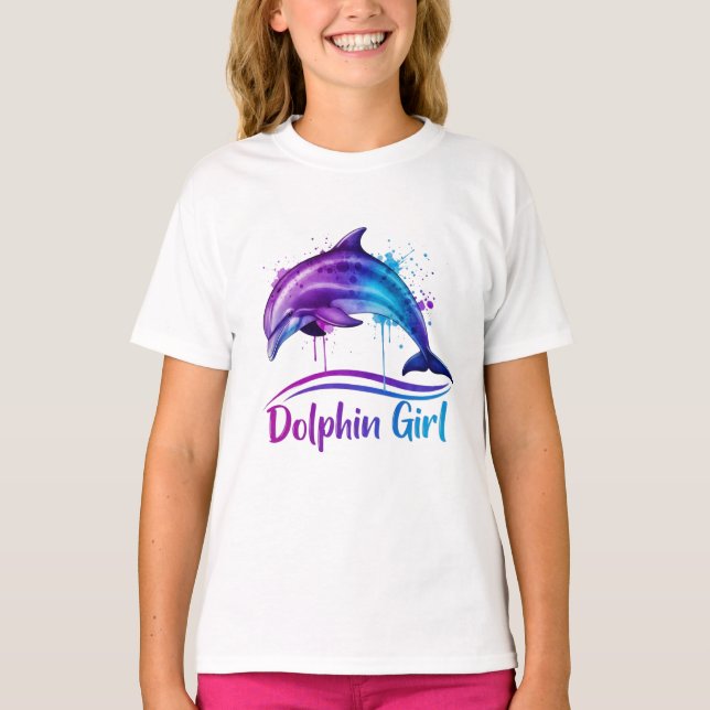 Camiseta Dolphin Girl Ocean Lover Graphic (Frente)