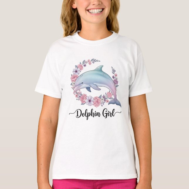 Camiseta Dolphin Girl Ocean Lover Graphic (Frente)