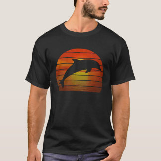 Camiseta Dolphin jumping retro orange ocean sunset dolphin