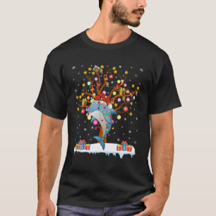 Camiseta Dolphin Lighting Xmas Tree Gift Dolphin no Natal